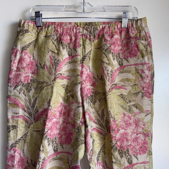 J.JILL Floral Crop Linen Pants Size Petite Small - Picture 2 of 11